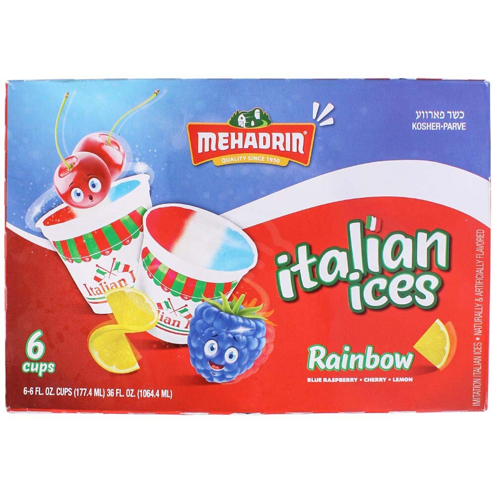 Mehadrin Italian Ices Rainbow 6Pk, 36 Oz | Kosher West - Grocery