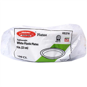 Perfection White Plastic Plates 9, 100 Ct