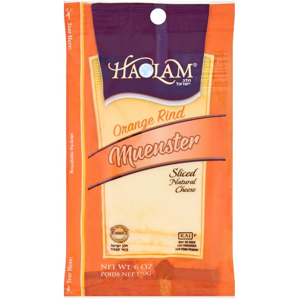 Haolam Orange Rind Muenster Cheese, 6 Oz | Kosher West - Grocery
