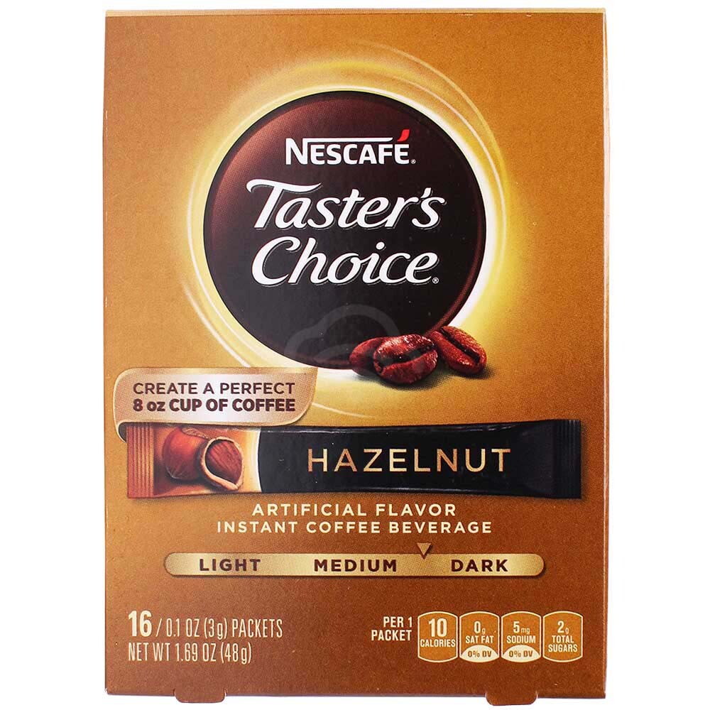 Nescafe Taster's Choice Coffee Singles Hazelnut, 16 Pack, 1.69 Oz