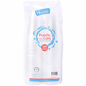 Plastic House 7 Oz Plastic Cups, 100 Ct