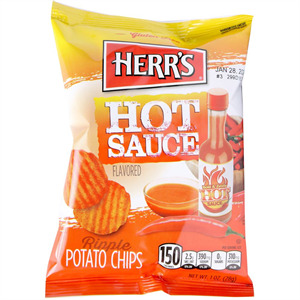 Herr's Potato Chips Hot Sauce Ripple, 1 Oz