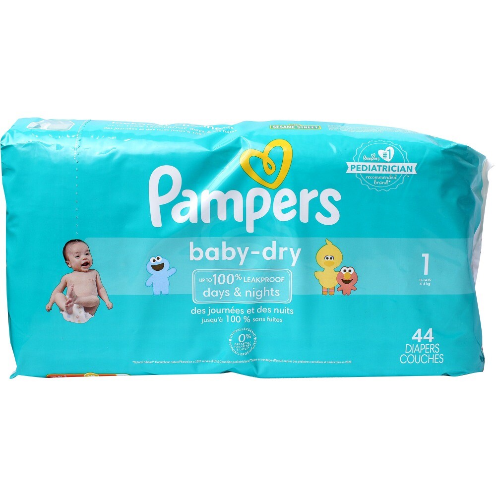 Pampers Diapers Baby Dry #1, 44 Ct | Kosher West - Grocery
