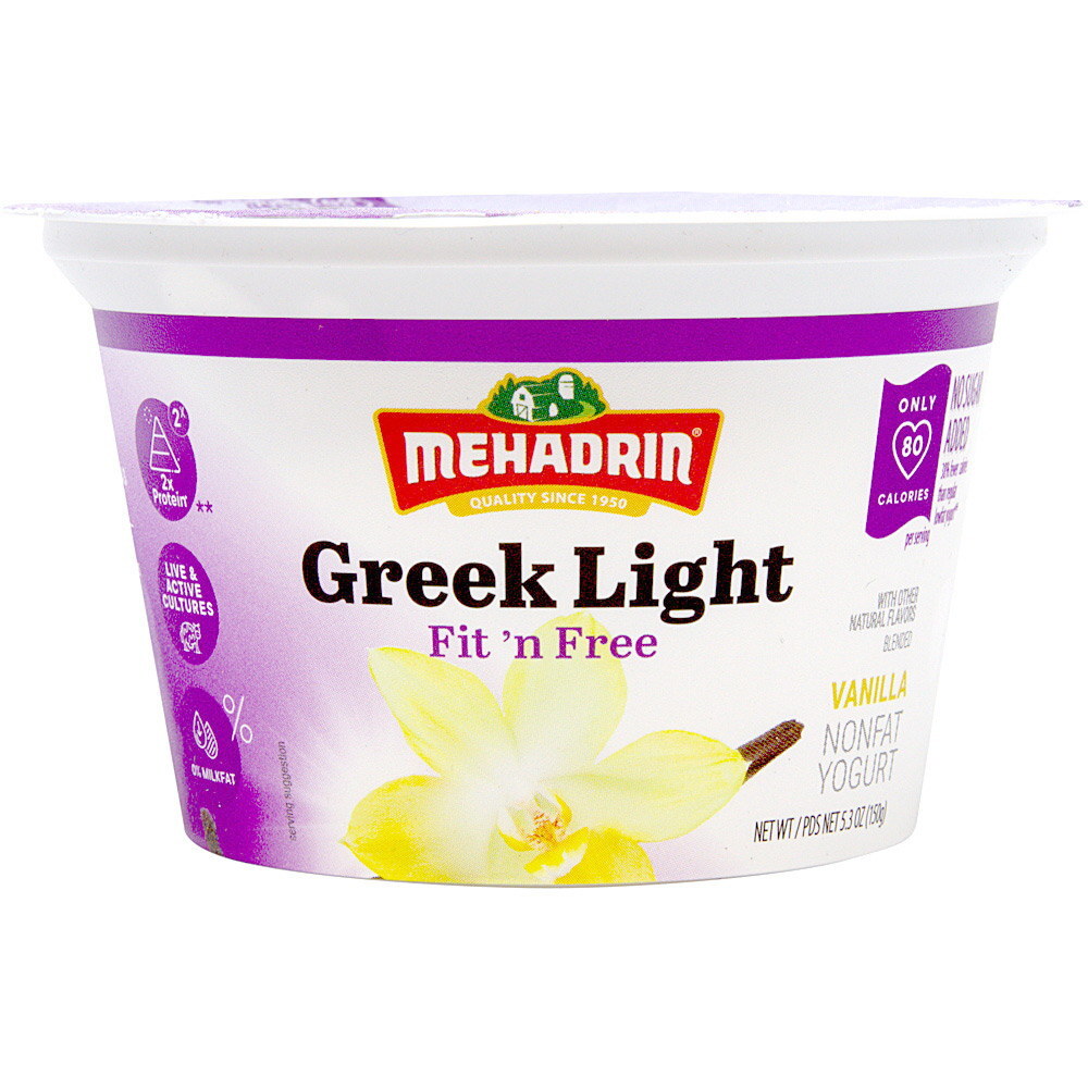 Mehadrin Greek Light Fit N Free Vanilla Yogurt, 5.3 Oz
