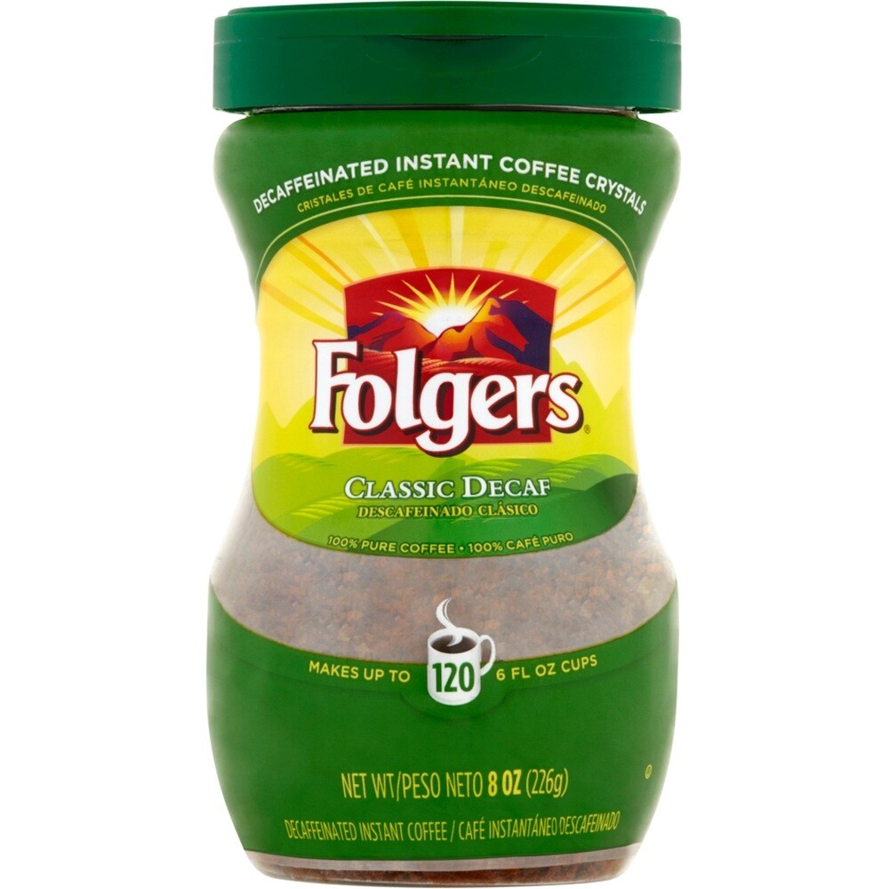 Folgers Classic Decaffeinated Instant Coffee, Oz Kosher West