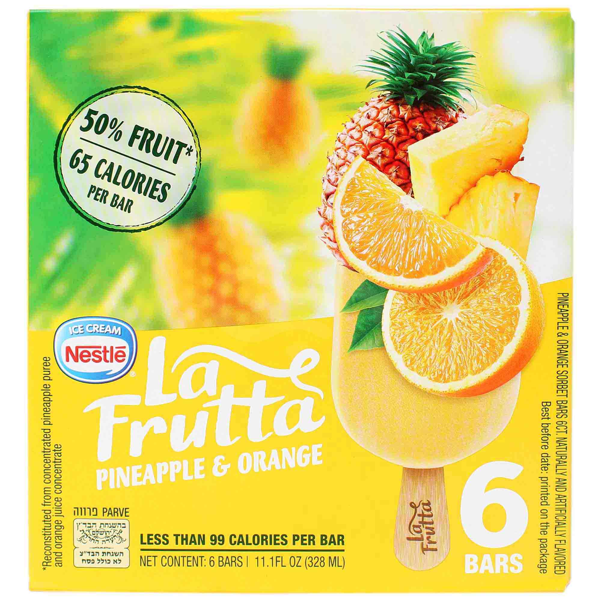 Nestle La Frutta Pineapple & Orange Sorbet Bar 6 Ct, 11.1 Oz